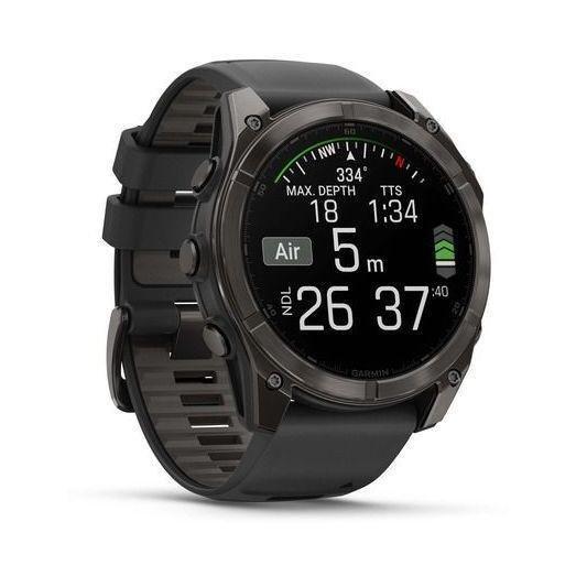 Garmin Fenix 8 51mm AMOLED Sapphire Carbon Gray DLC Titanium Smartwatch - Black/Pebble Gray Silicone Band, , large image number 3
