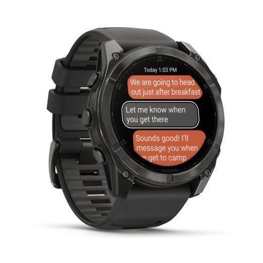 Garmin Fenix 8 51mm AMOLED Sapphire Carbon Gray DLC Titanium Smartwatch - Black/Pebble Gray Silicone Band, , large image number 5