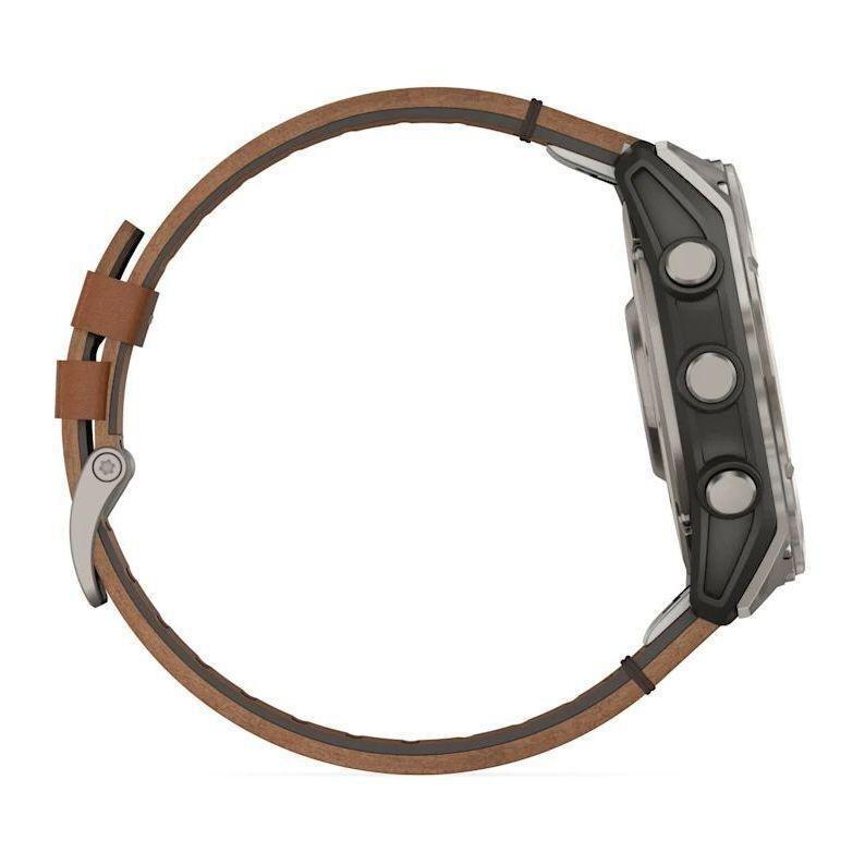 Garmin Fenix 8 51mm AMOLED Sapphire Bare Titanium Black Smartwatch - Chestnut Leather Band + Graphite Silicone Band, , large image number 1