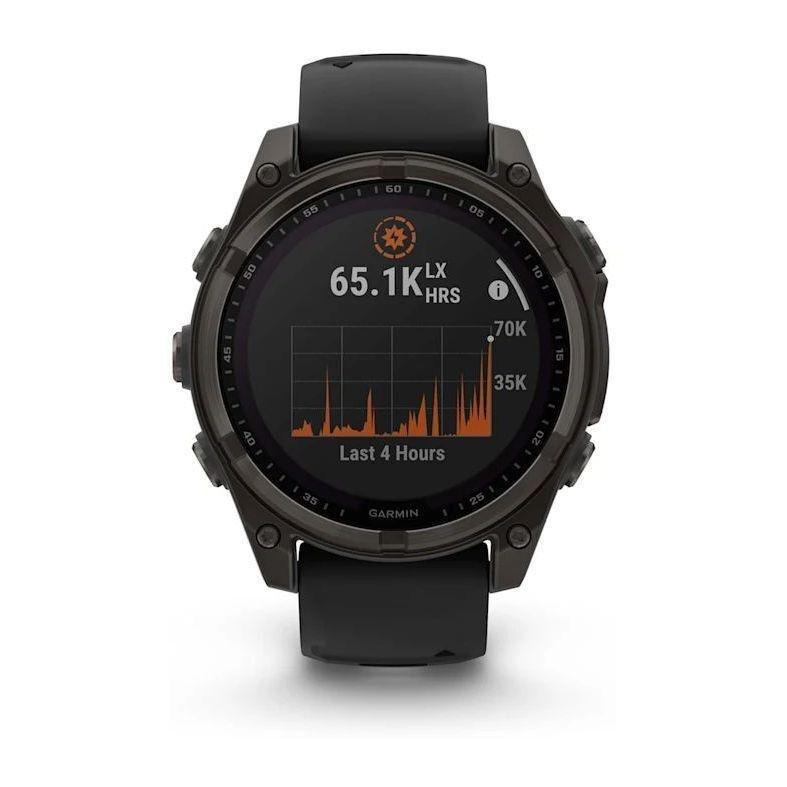 Garmin Fenix 8 47mm Solar Sapphire Carbon Gray DLC Titanium Smartwatch - Black/Pebble Gray Silicone Band, , large image number 1