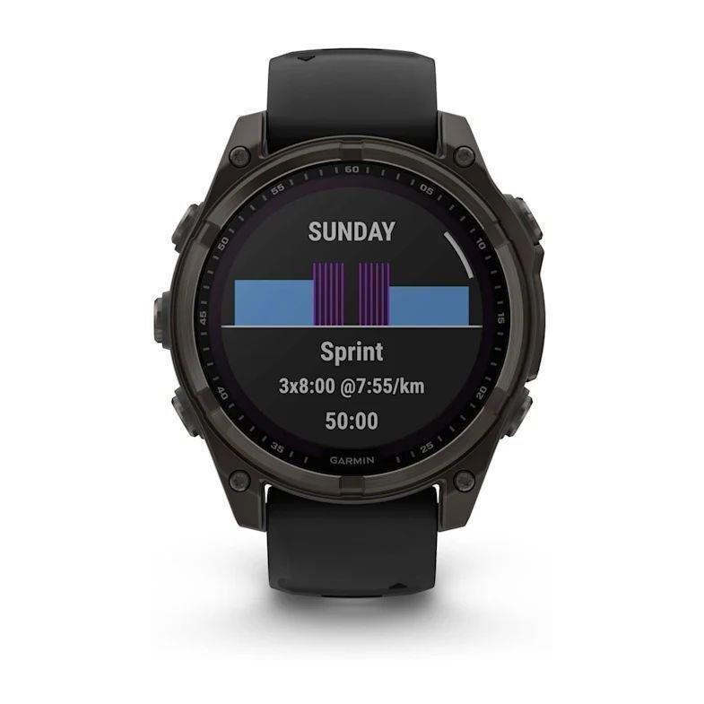Garmin Fenix 8 47mm Solar Sapphire Carbon Gray DLC Titanium Smartwatch - Black/Pebble Gray Silicone Band, , large image number 3
