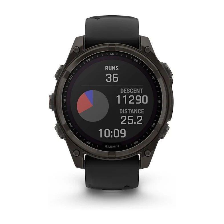 Garmin Fenix 8 47mm Solar Sapphire Carbon Gray DLC Titanium Smartwatch - Black/Pebble Gray Silicone Band, , large image number 6