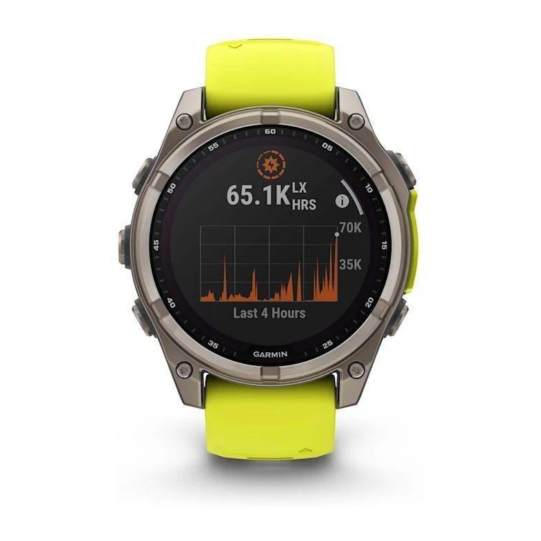 Garmin Fenix 8 47mm Solar Sapphire Titanium Smartwatch - Amp Yellow/Graphite Silicone Band, , medium