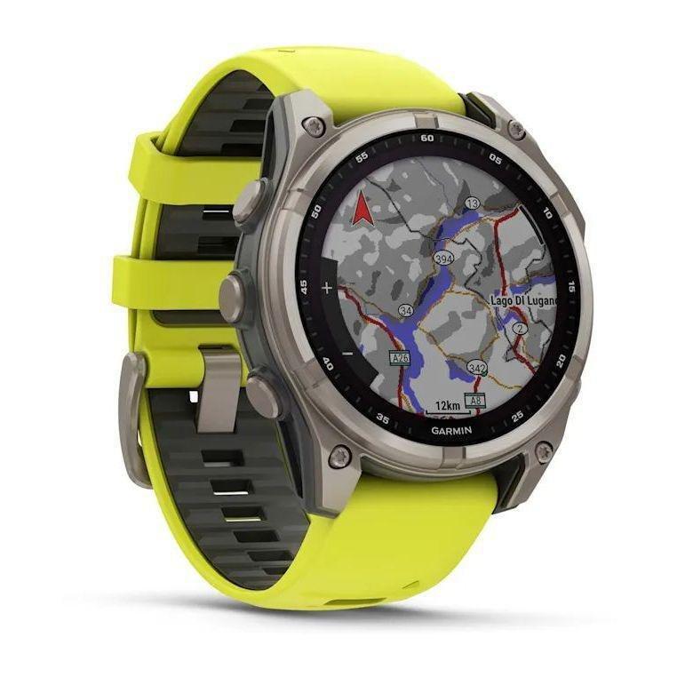 Garmin Fenix 8 47mm Solar Sapphire Titanium Smartwatch - Amp Yellow/Graphite Silicone Band, , large image number 1