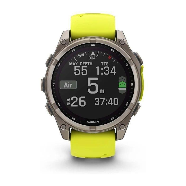 Garmin Fenix 8 47mm Solar Sapphire Titanium Smartwatch - Amp Yellow/Graphite Silicone Band, , large image number 4