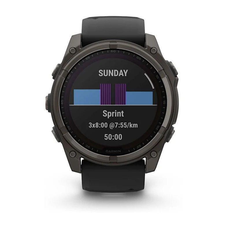 Garmin Fenix 8 51mm Solar Sapphire Carbon Gray DLC Titanium Smartwatch - Black/Pebble Gray Silicone Band, , large image number 1