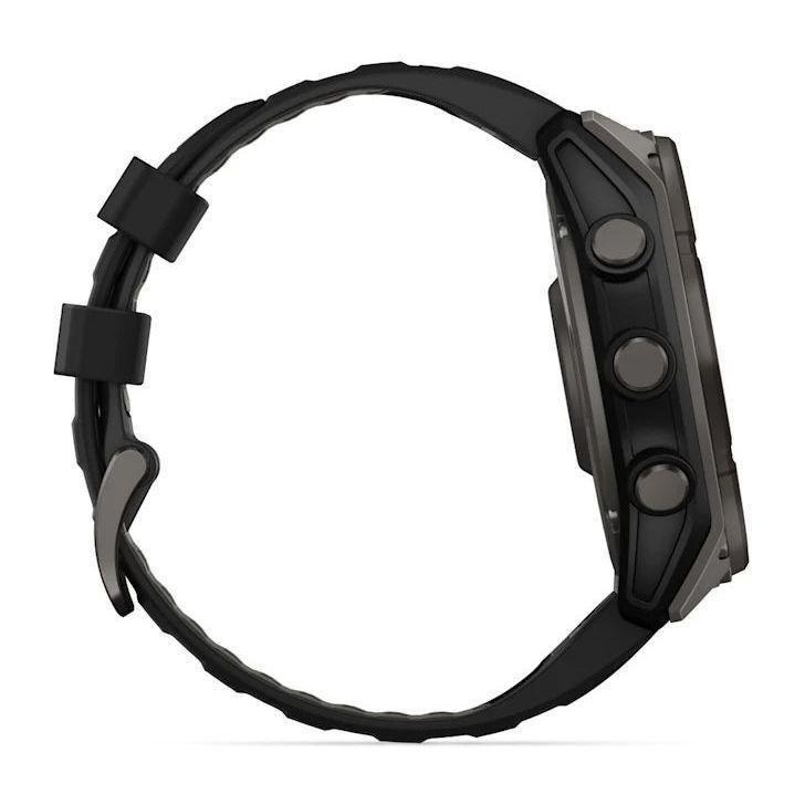 Garmin Fenix 8 51mm Solar Sapphire Carbon Gray DLC Titanium Smartwatch - Black/Pebble Gray Silicone Band, , large image number 2
