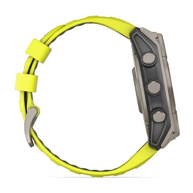 Garmin Fenix 8 51mm Solar Sapphire Titanium Smartwatch - Amp Yellow/Graphite Silicone Band, , medium
