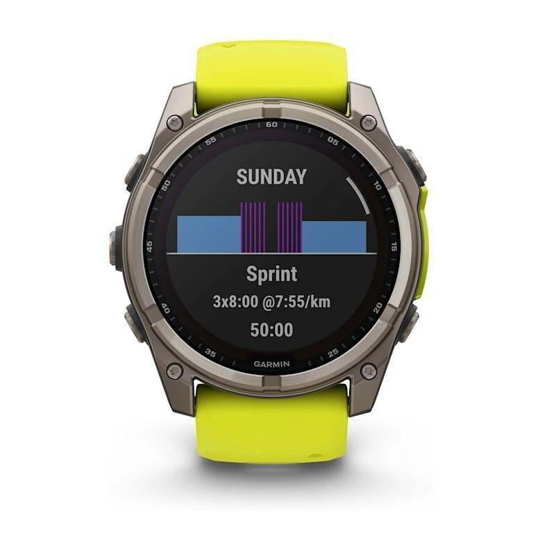 Garmin Fenix 8 51mm Solar Sapphire Titanium Smartwatch - Amp Yellow/Graphite Silicone Band, , large image number 1
