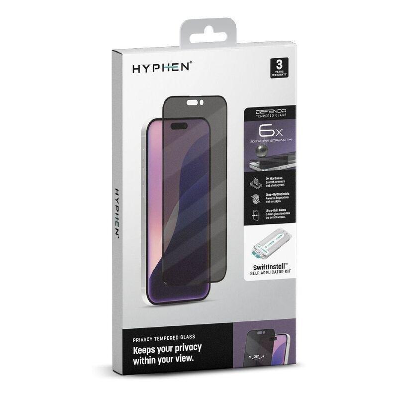 HYPHEN DEFENDR Privacy Tempered Glass with Applicator for iPhone 16 (6.1) with GRS Applicator, , large image number 7