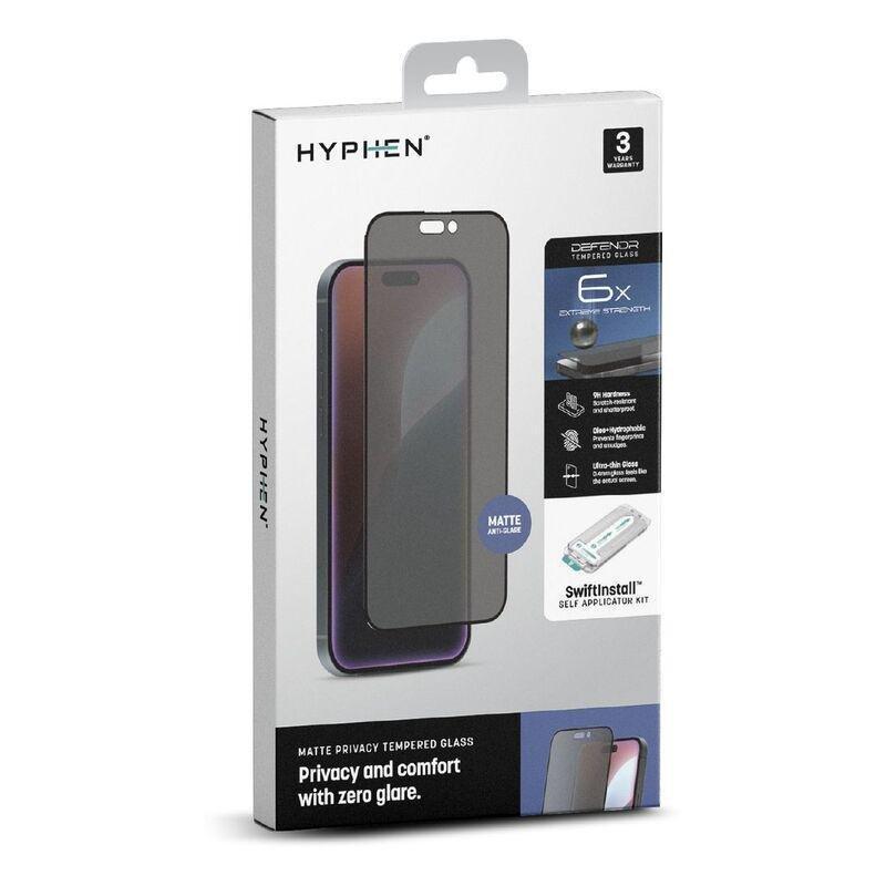 HYPHEN DEFENDR Matte-Privacy Tempered Glass with Applicator for iPhone 16 Plus (6.7) with GRS Applicator, , large image number 7