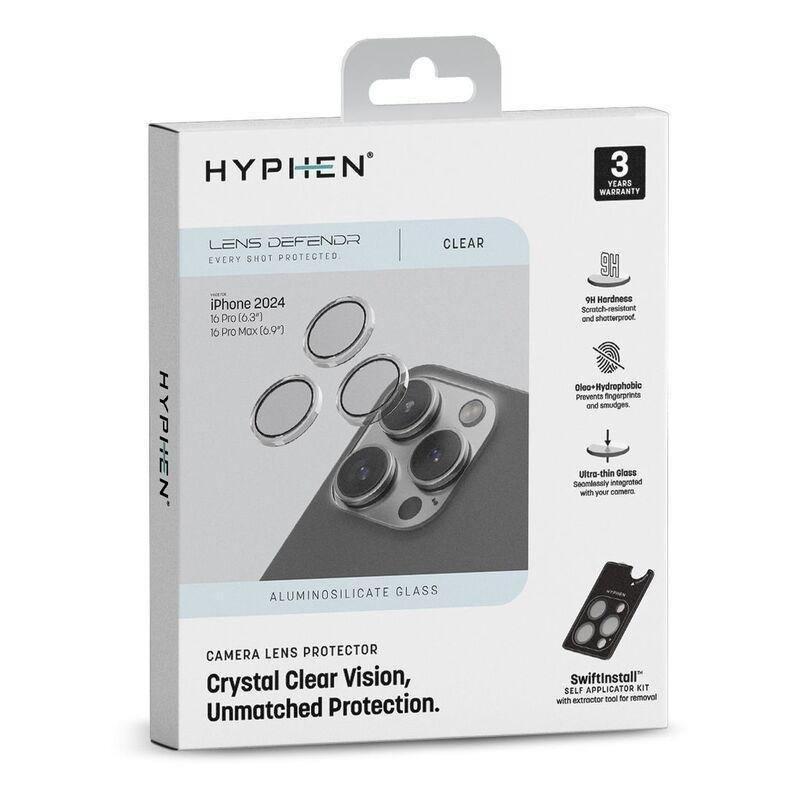 HYPHEN Camera Lens Protector for iPhone 16 Pro/Pro Max with Self Installation Board - Clear, , large image number 3