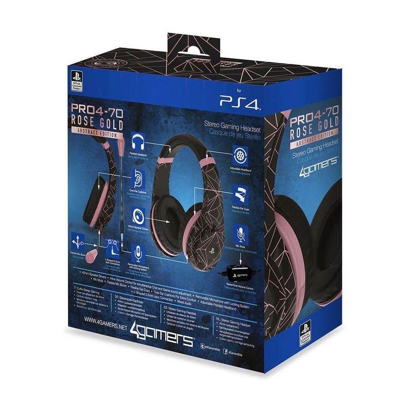 4 Gamers Pro4-70-RGA Stereo Gaming Headset Abstract Rose Gold Black Edition for PS4, , large image number 3