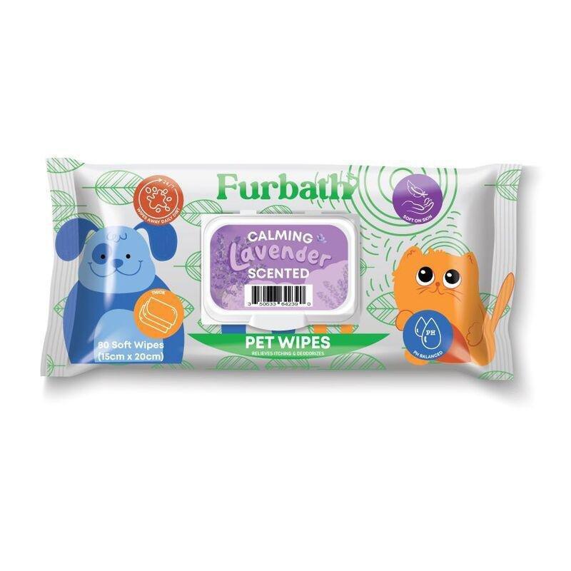 Furbath Natural Pet Wipes 80 Count- Lavender, , medium