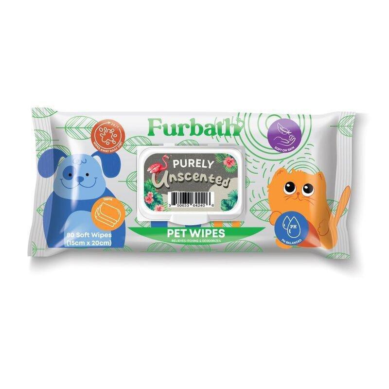 Furbath Natural Pet Wipes 80 Count- Unscented, , medium