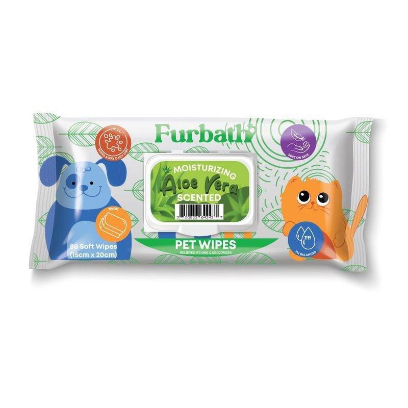 Furbath Natural Pet Wipes 80 Count- Aloe Vera, , medium