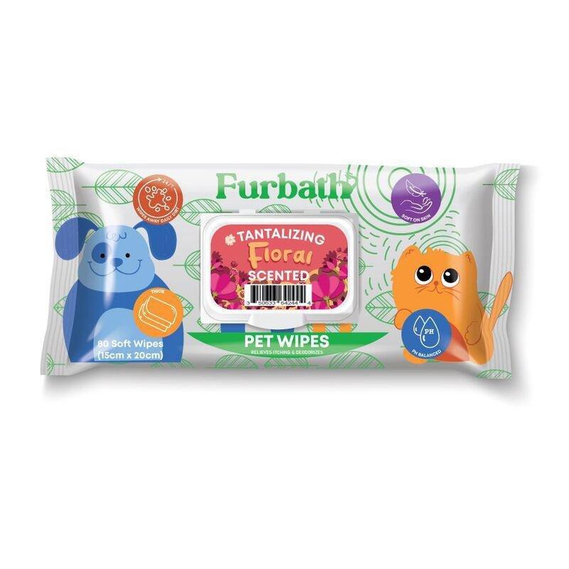 Furbath Natural Pet Wipes 80 Count- Floral, , large image number 0