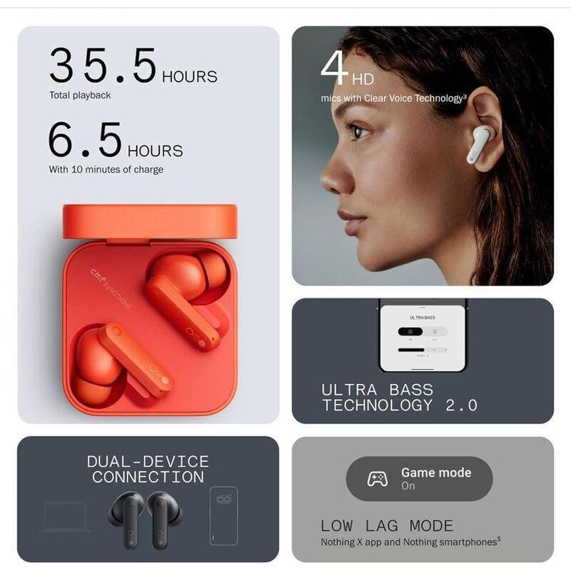CMF By Nothing Buds True Wireless Earbuds - Orange, , large image number 2