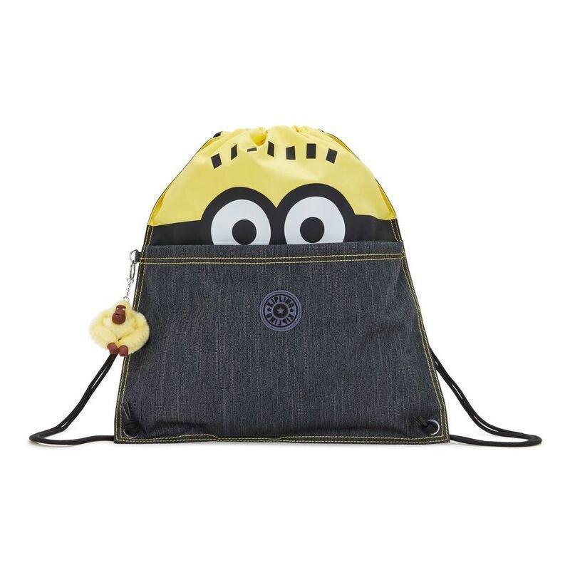Kipling Supertaboo-Medium Backpack (With Drawstring)-Minion Jeans Bl, , medium