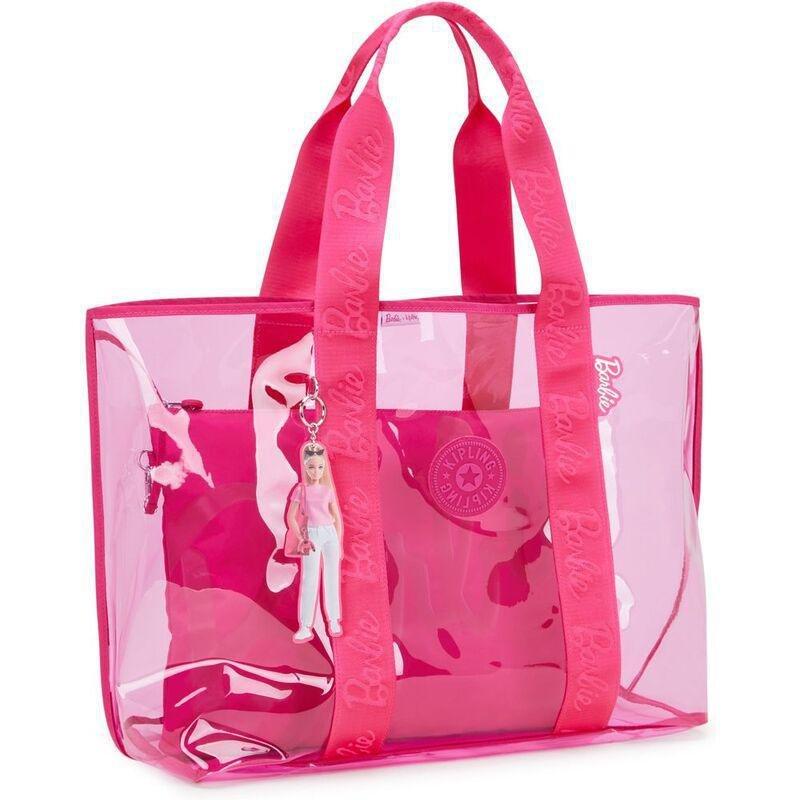 Kipling Jacey Xl-Large Transparent Barbie Tote Bag With Internal Zip Pouch-Power P Transpa, , large image number 3