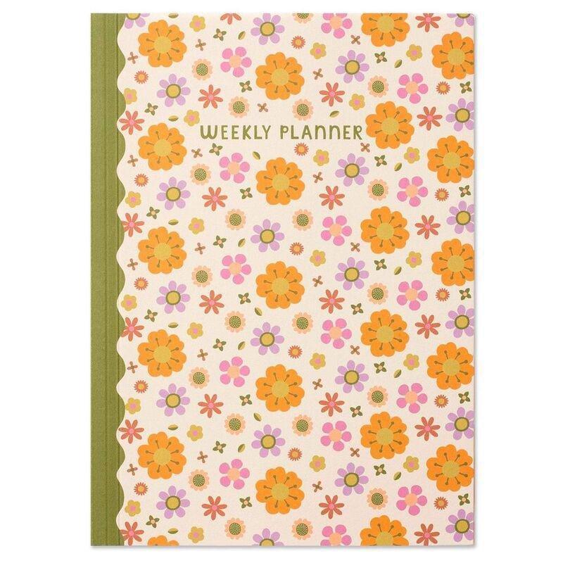 Raspberry Blossom Retro Floral Weekly Planner, , medium