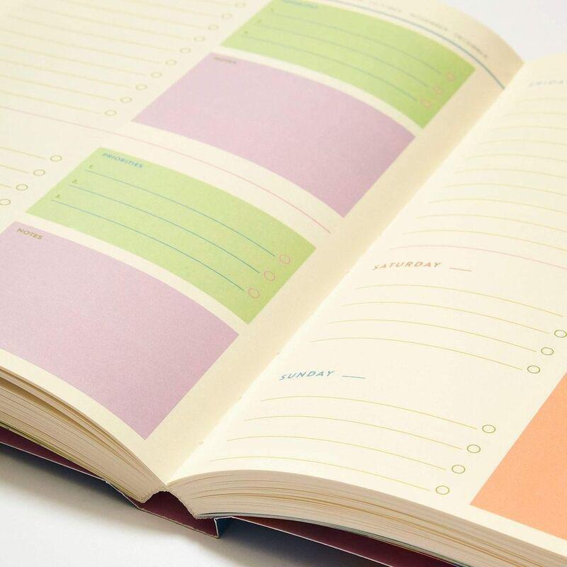 Raspberry Blossom Retro Floral Weekly Planner, , large image number 3