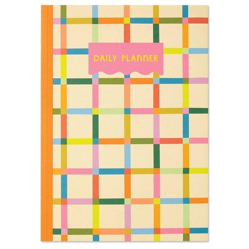 Raspberry Blossom Rainbow Check 305 Paged Daily Planner, , medium