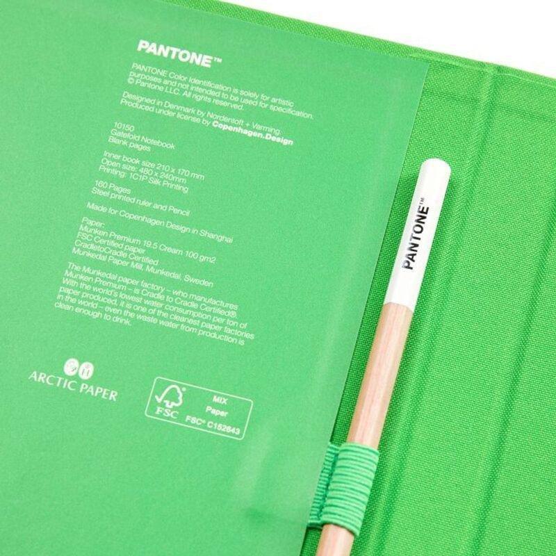 Pantone Gatefold Notebook with Pencil / Unlined - Green 16-6340 (24 x 19 cm), , large image number 2