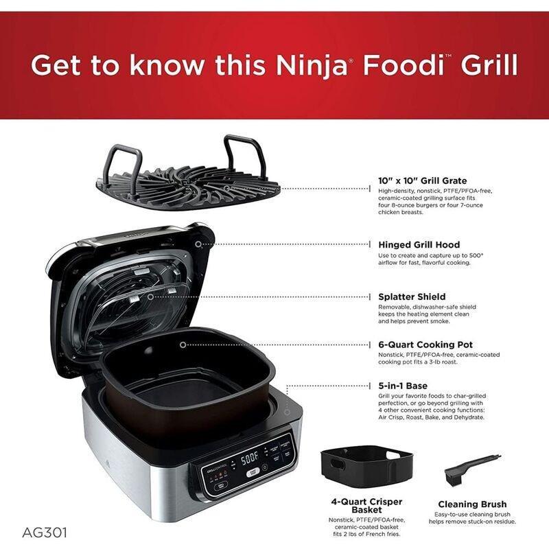 Ninja Foodi Grill & Air Fryer AG301 5-in-1, , large image number 2