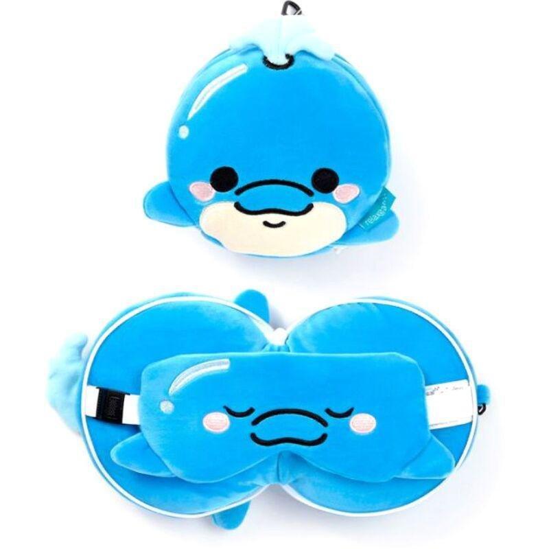 Puckator Relaxeazzz Adoramals Blu The Dolphin Plush Travel Pillow & Eye Mask, , large image number 0