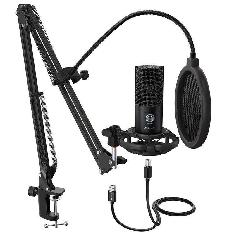 Fifine T669 USB Microphone with A Boom Arm/Pop Filter/Shock & Pivot Mount/Tripod Stand Black, , large image number 0