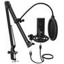 Fifine T669 USB Microphone with A Boom Arm/Pop Filter/Shock & Pivot Mount/Tripod Stand Black