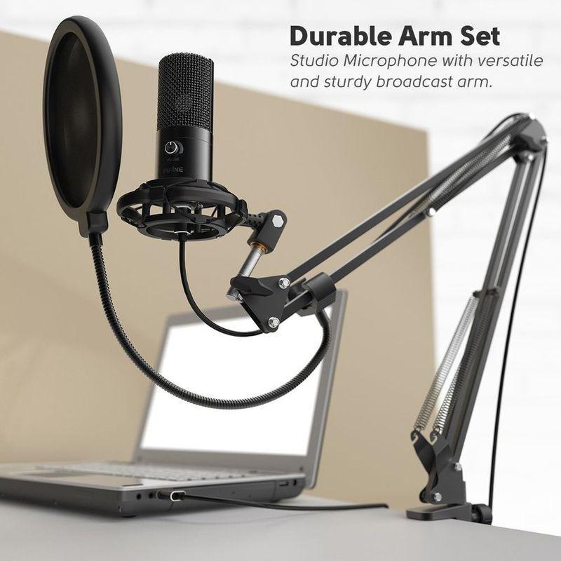 Fifine T669 USB Microphone with A Boom Arm/Pop Filter/Shock & Pivot Mount/Tripod Stand Black, , large image number 2