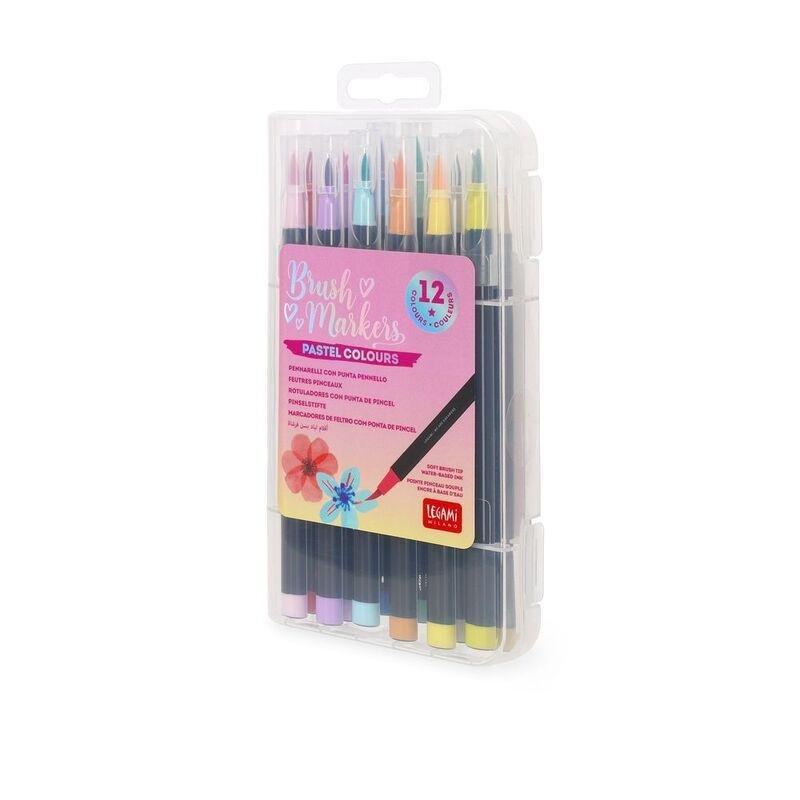 Legami Set of 12 Brush Markers - Pastel Colours, , large image number 0