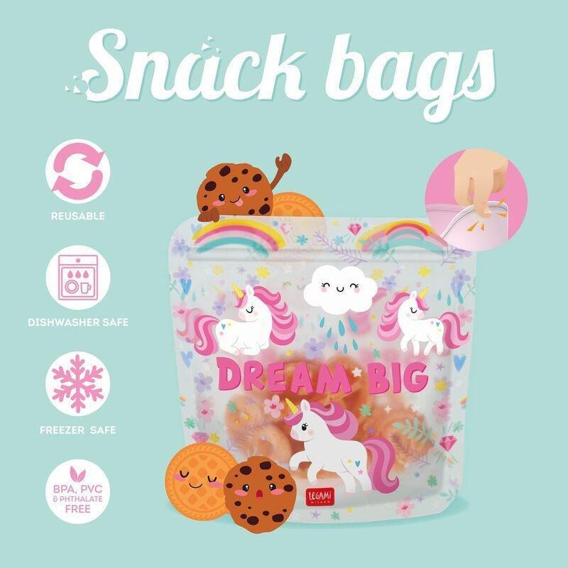 Legami Set of 3 Reusable Snack Bags - Unicorn, , large image number 1