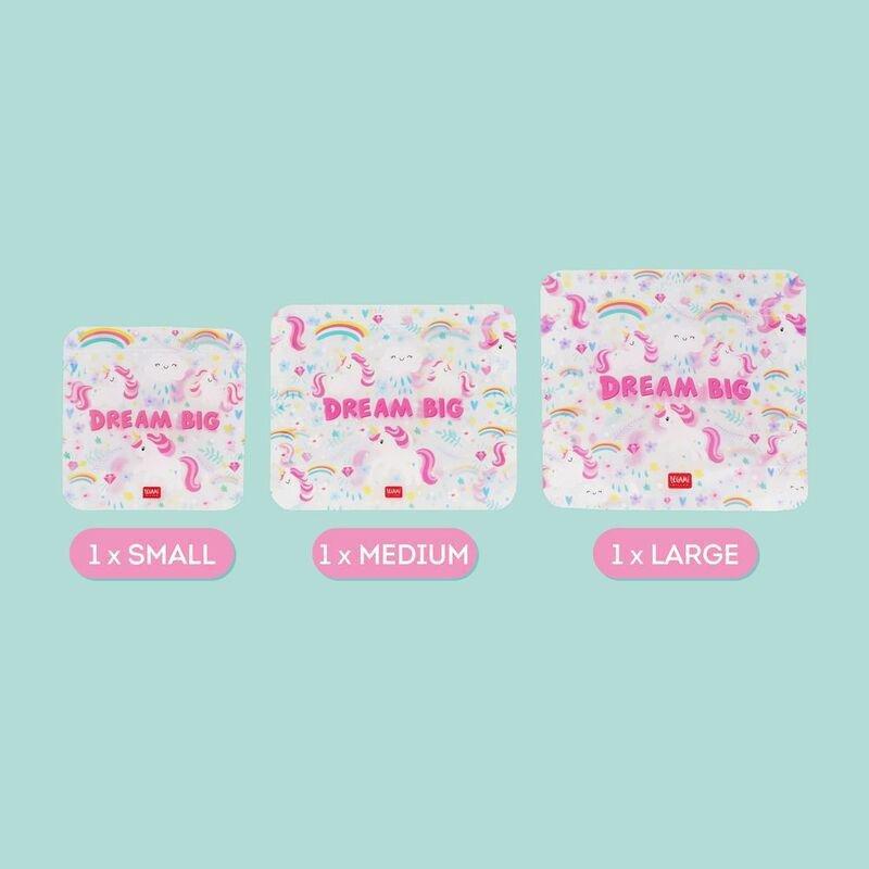 Legami Set of 3 Reusable Snack Bags - Unicorn, , large image number 3