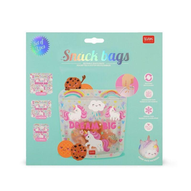 Legami Set of 3 Reusable Snack Bags - Unicorn, , large image number 4