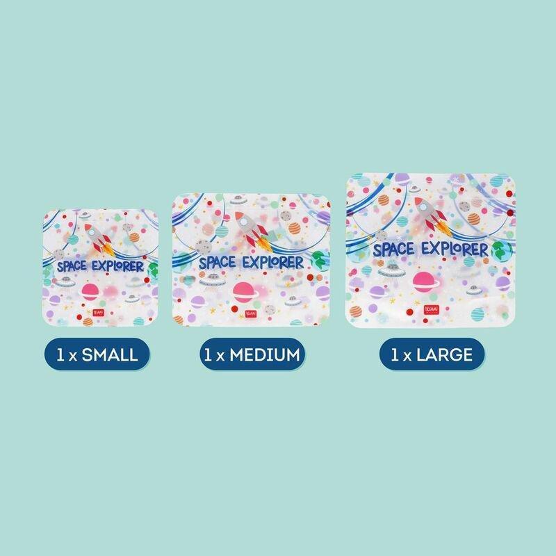 Legami Set of 3 Reusable Snack Bags - Space, , large image number 2