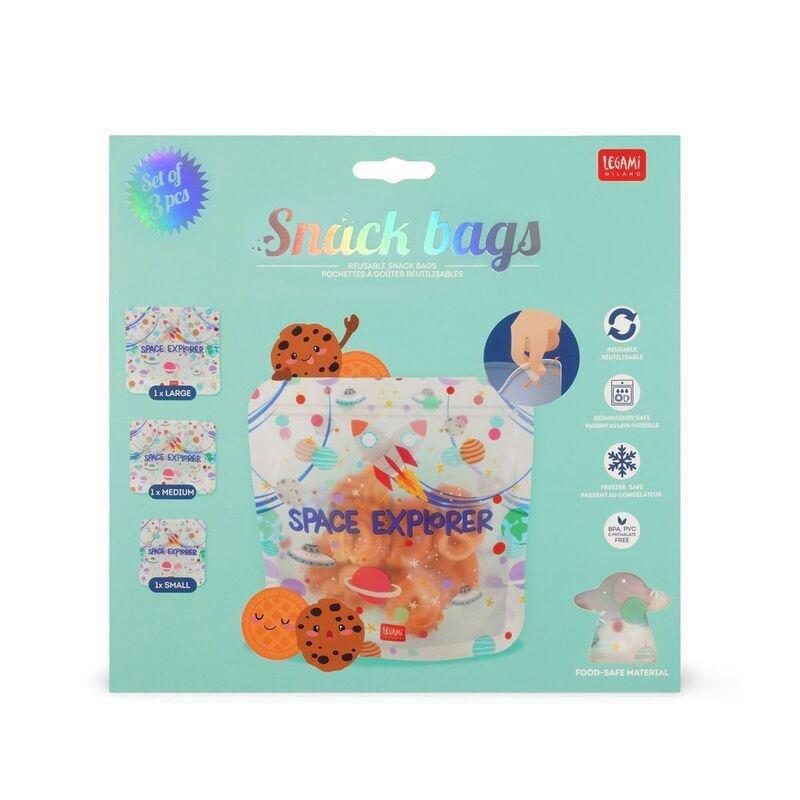 Legami Set of 3 Reusable Snack Bags - Space, , large image number 3