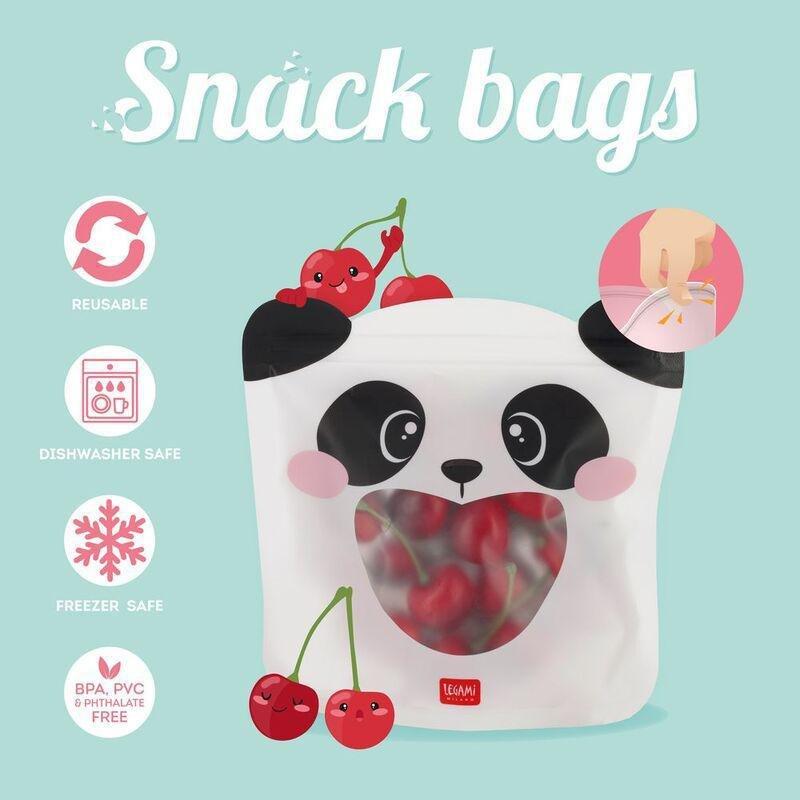 Legami Set of 3 Reusable Snack Bags - Panda, , large image number 1