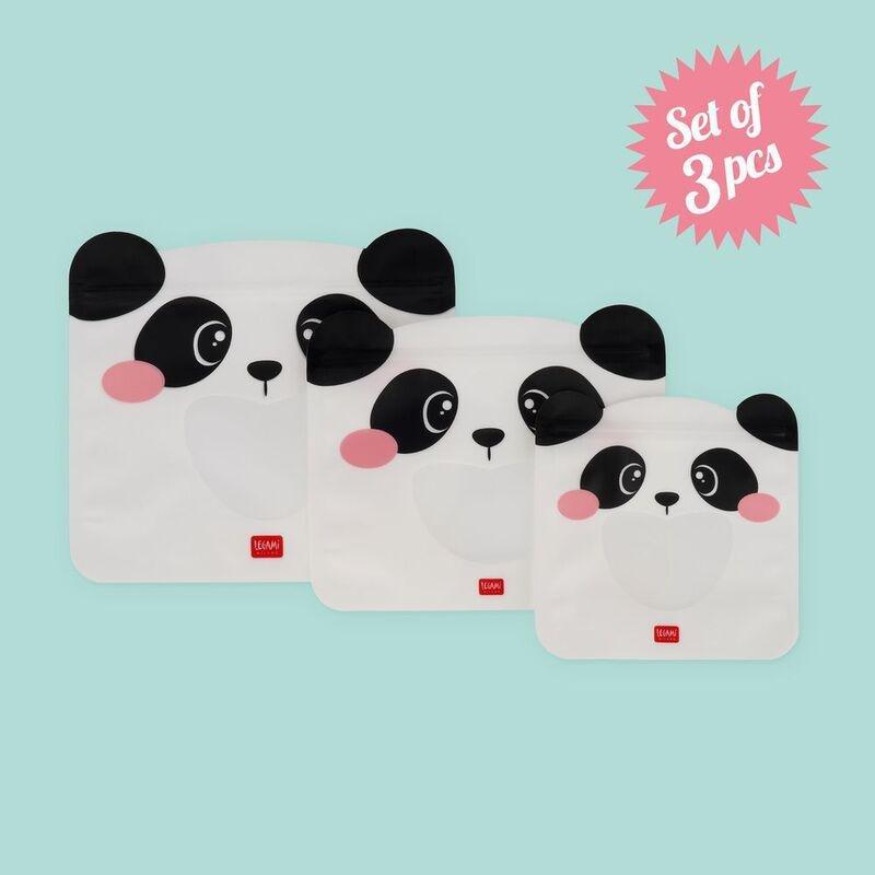 Legami Set of 3 Reusable Snack Bags - Panda, , large image number 2