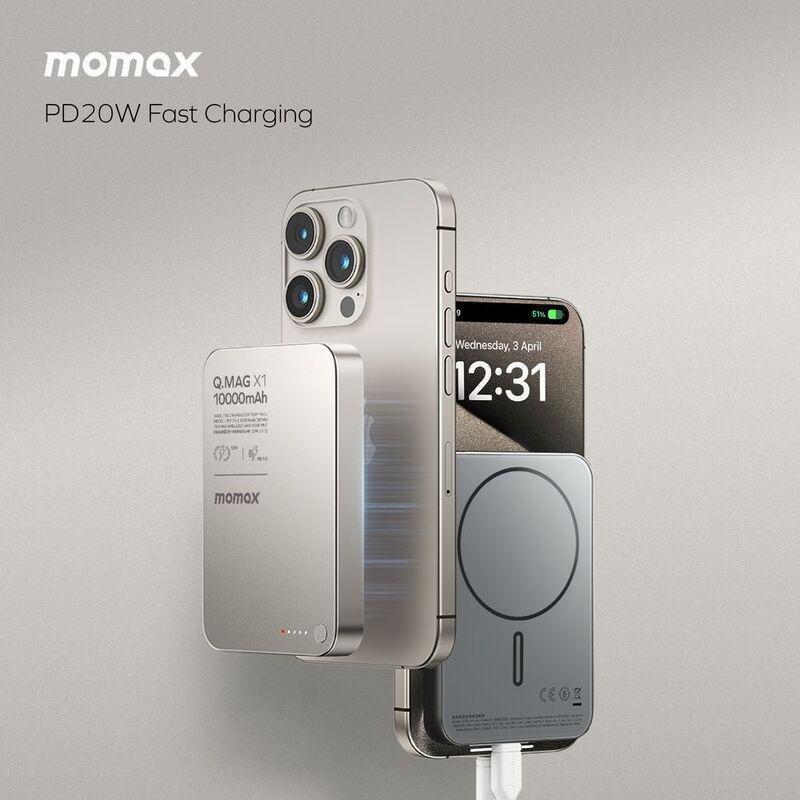 Momax Q.Mag X1 Gen2 10000Mah 15W Magsafe Wireless Powerbank - Titanium, , large image number 7