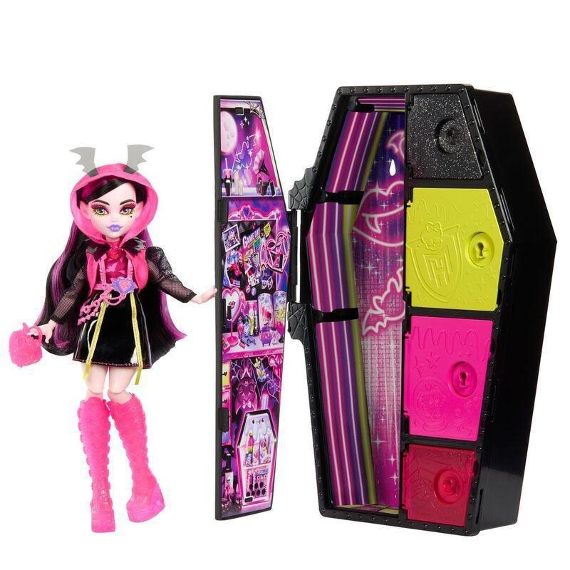 Monster High Skulltimates Secrets Neon Frights Draculaura Glow In The Dark Doll, , medium
