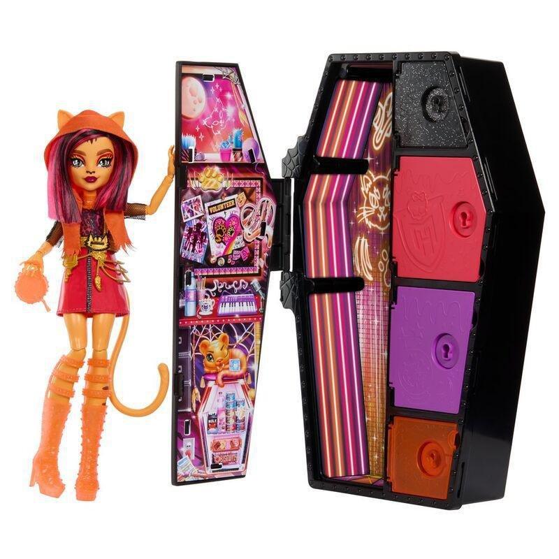 Monster High Skulltimates Secrets Neon Frights Toralei Glow In The Dark Doll, , large image number 0