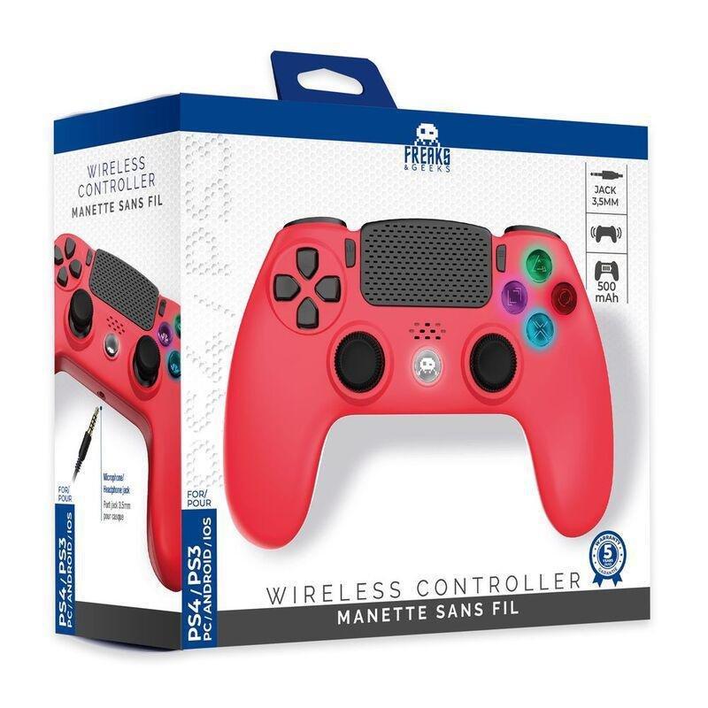 Freaks & Geeks Red Wireless Controller For PS4, , large image number 1