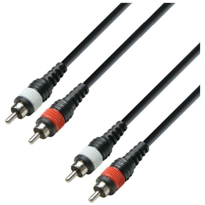 Adam Hall K3TCC0300M 3 Star 3M 2 RCA X 2 RCA Twin Cable - Black, , medium