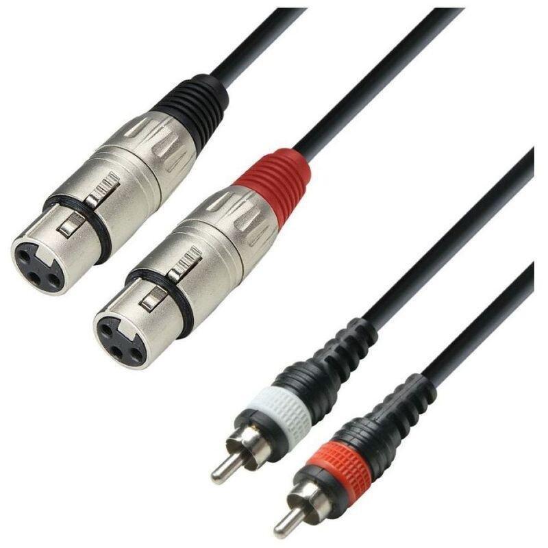 Adam Hall K3TFC0300 3 Star 3M 2XLR Female X 2RCA Twin Cable - Black, , medium