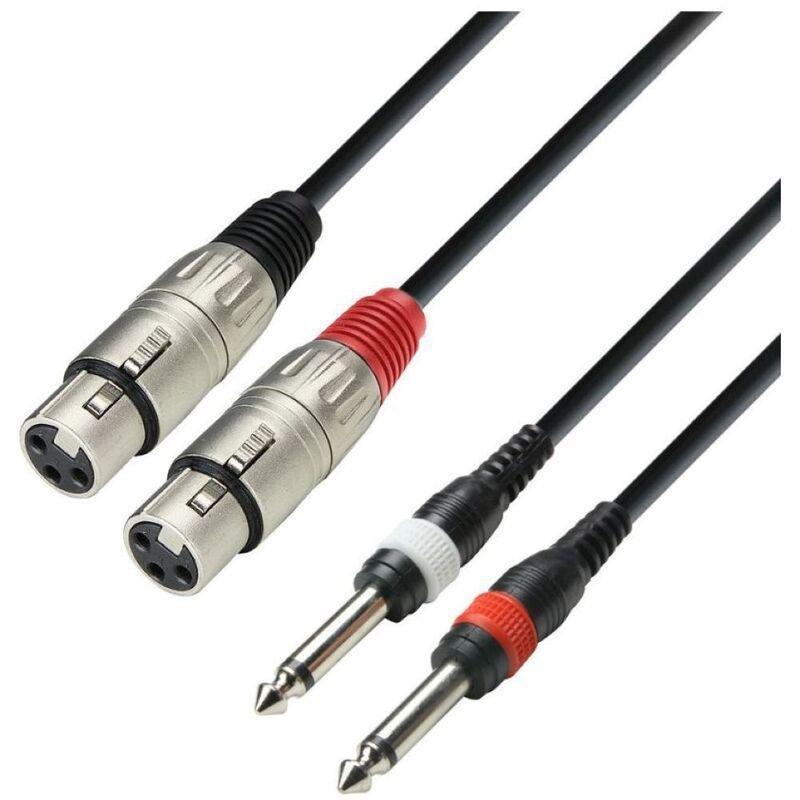 Adam Hall K3TFP0300 3 Star 3M 2 XLR Female X 2 Jack TS Twin Cable - Black, , medium