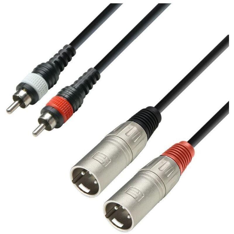 Adam Hall K3TMC0300 3 Star 3M 2 XLR Male X 2 RCA Twin Cable - Black, , large image number 0