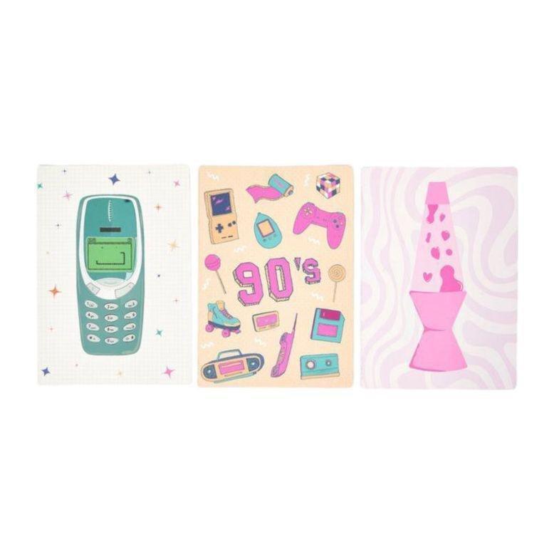Prickly Pear Set Of 3 90's Throwback B5 Size Notebooks, , medium